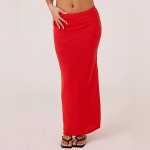 Red Maxi Pencil Skirt for Cocktail Nights